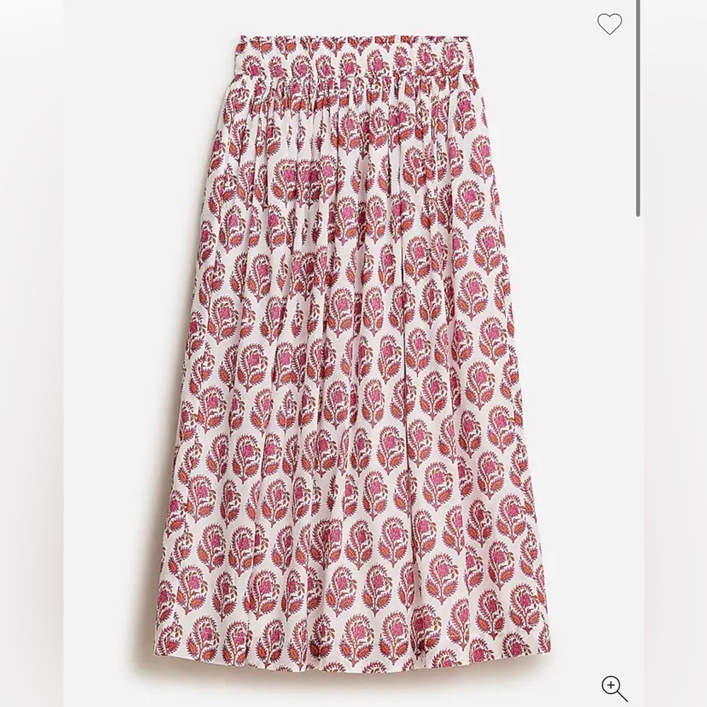 J Crew Smocked-waist cotton voile midi skirt in bouquet block print